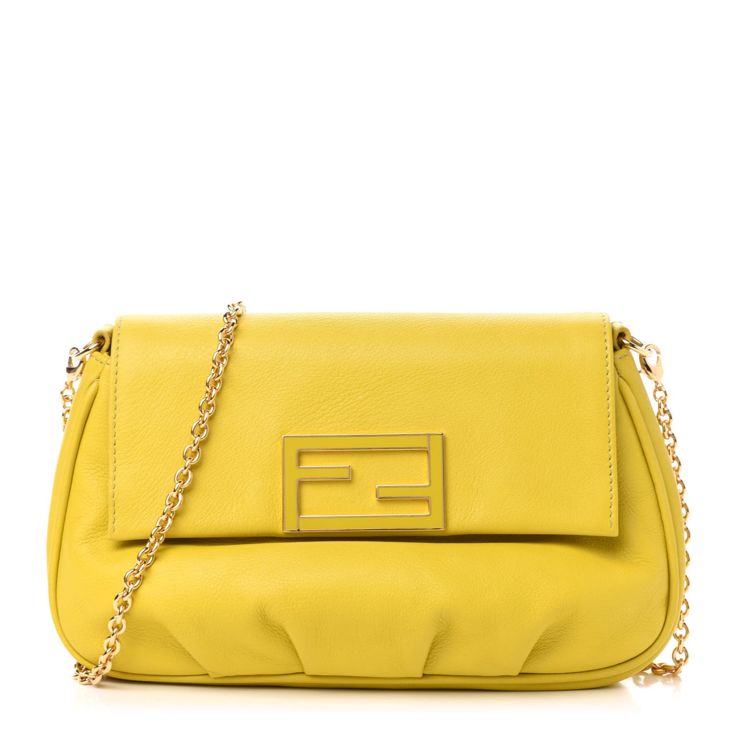 Vitello Flamingo Enamel Fendista Pouchette Crossbody Bag Cedro