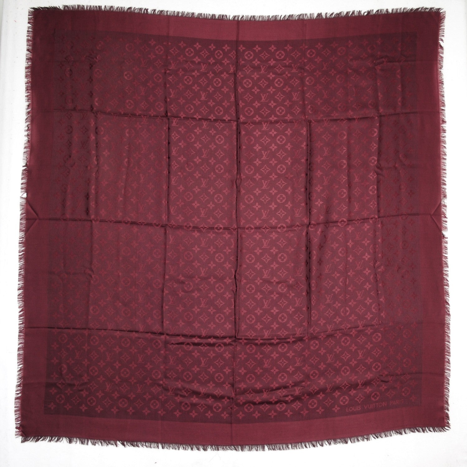 Louis Vuitton Wool Silk Monogram Shawl Amarante 2 of 5