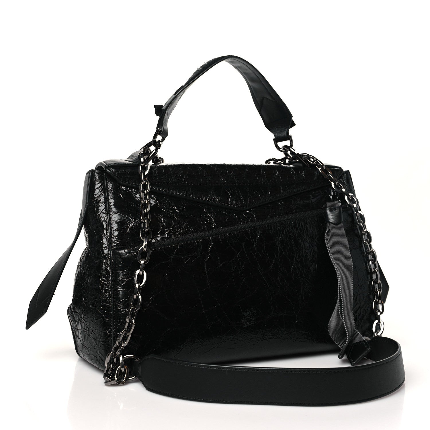 Givenchy Creased Patent Calfskin Medium ID Flap Black 3 of 9