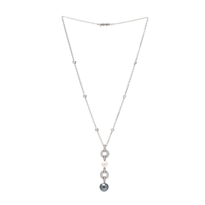 Cartier 18K White Gold Diamond Tahitian Pearl Himalia Drop Pendant Necklace 3 of 5