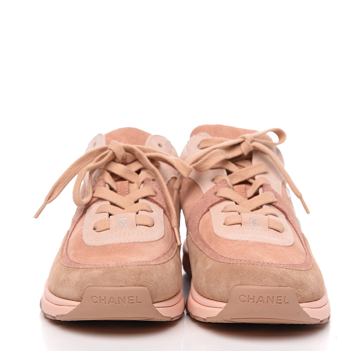 Nylon Lambskin Suede Calfskin CC Sneakers 39 Pink