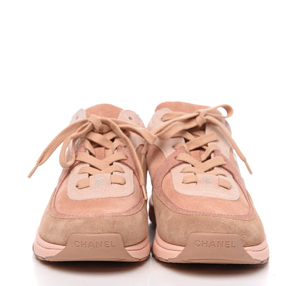 Chanel Nylon Lambskin Suede Calfskin CC Sneakers 39 Pink 2 of 9