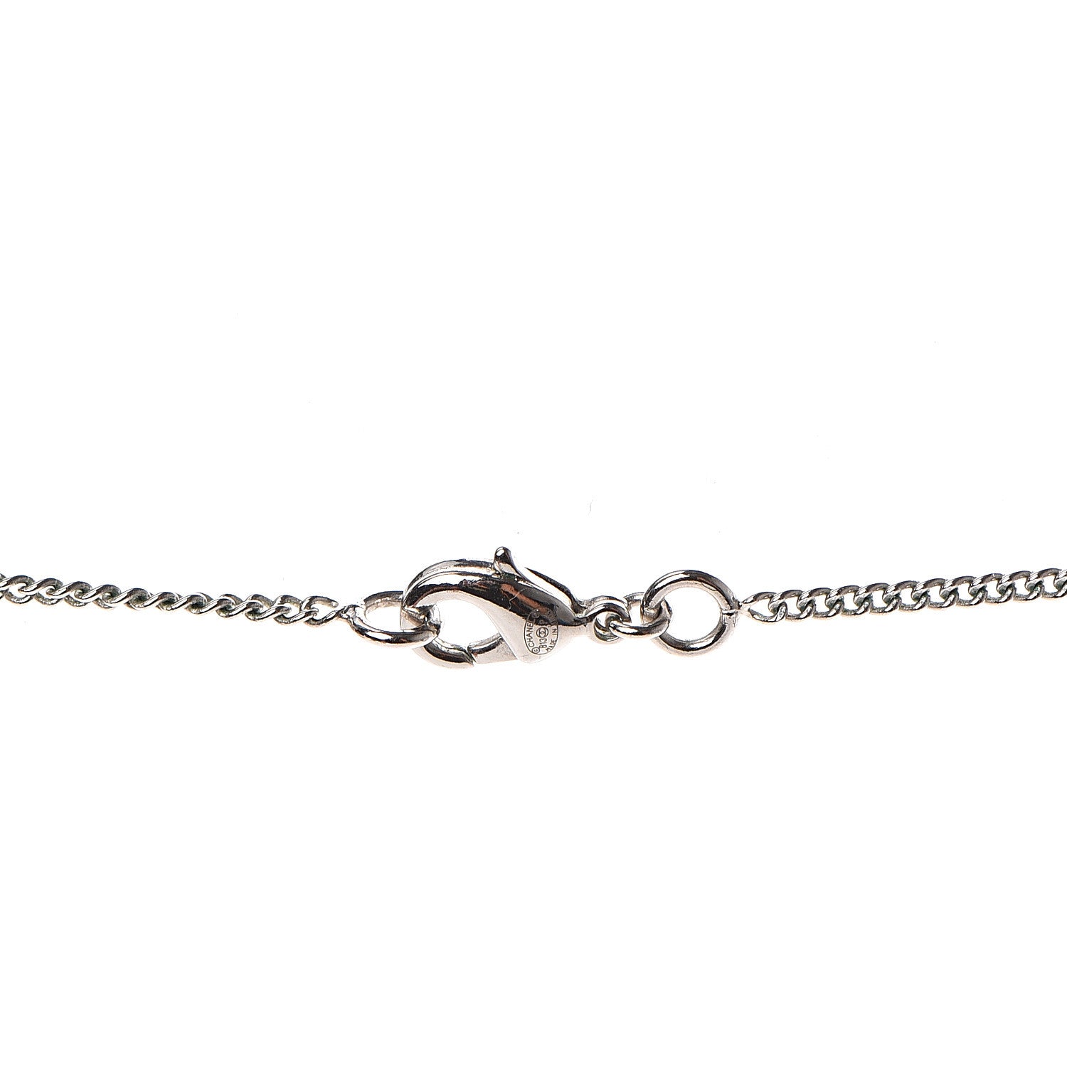 Chanel Baguette Crystal Pearl CC Lariat Necklace Silver 3 of 3