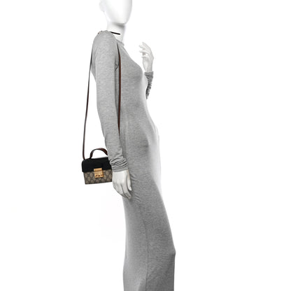 Gucci GG Supreme Monogram Calfskin Mini Padlock Top Handle Shoulder Bag Beige Black Cuir 2 of 14