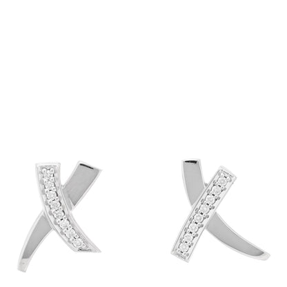 Tiffany 18K White Gold Diamond Paloma Picasso X Graffiti Earrings 1 of 4