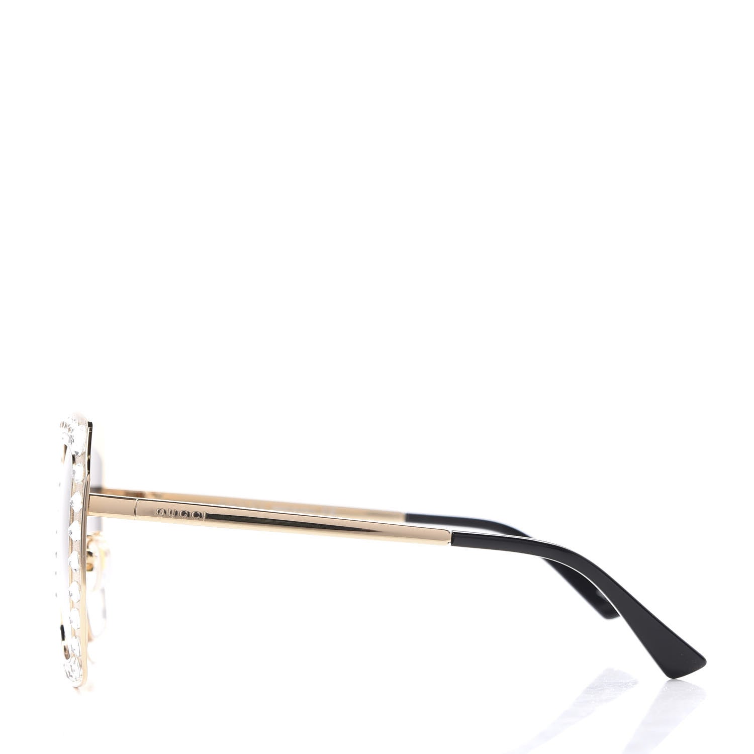 Gucci Metal Acetate Crystal Oversize GG0115S Sunglasses Gold 3 of 8