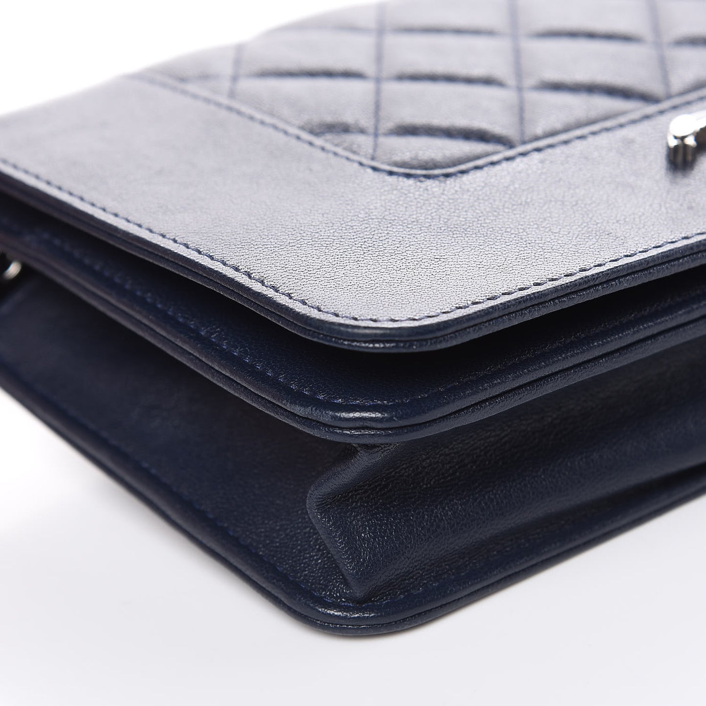 Sheepskin Quilted Mademoiselle Vintage Wallet On Chain WOC Blue