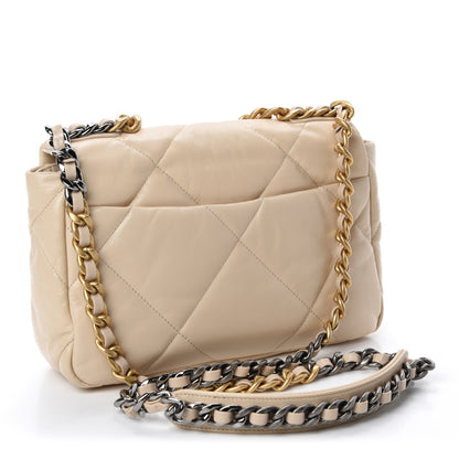 Chanel Lambskin Quilted Medium Chanel 19 Flap Light Beige 3 of 14
