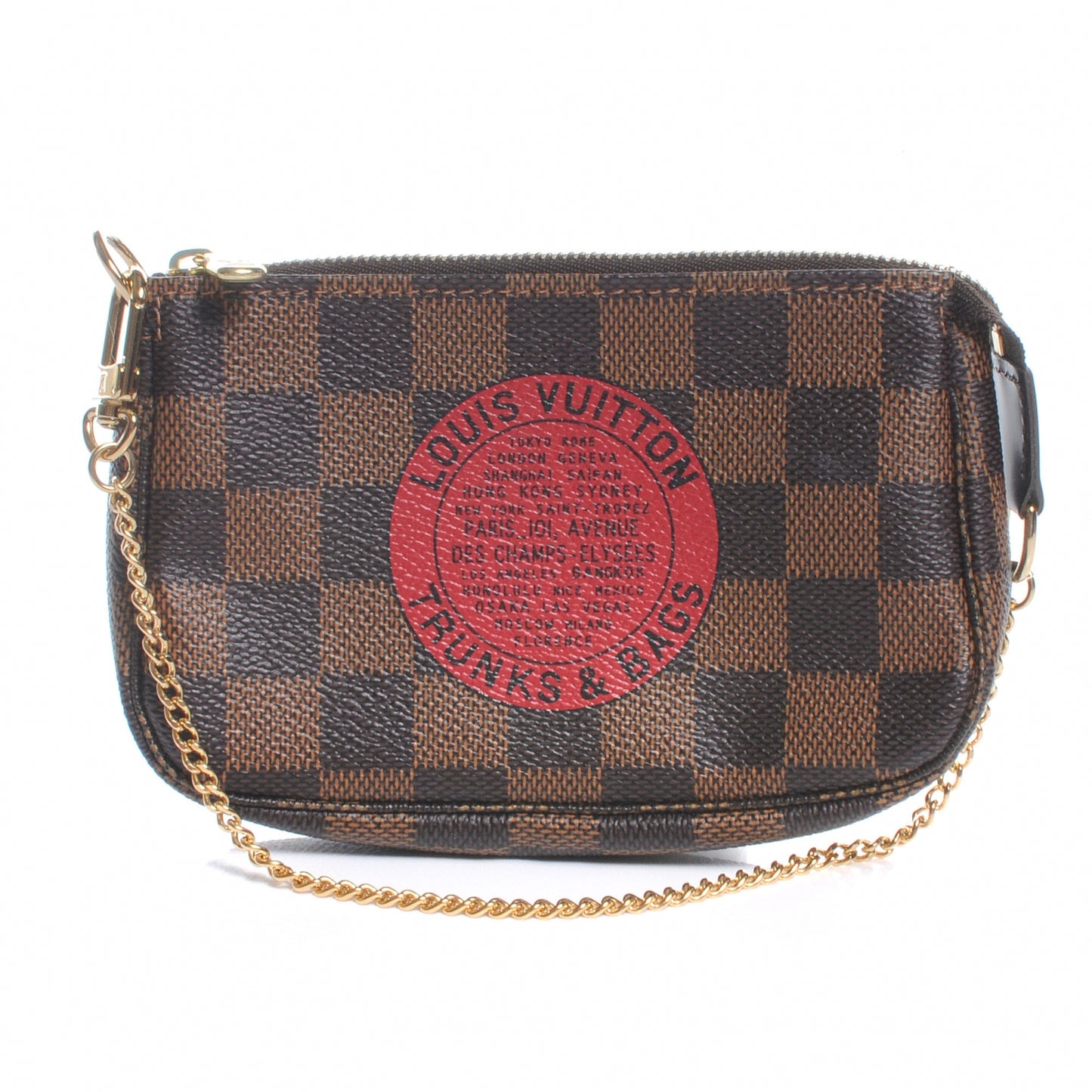 Damier Ebene Complice Trunks and Bags Mini Pochette Accessories Red