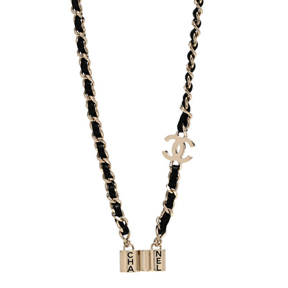 Chanel Metal Lambskin CC AirPods Necklace Gold Black 1 of 5