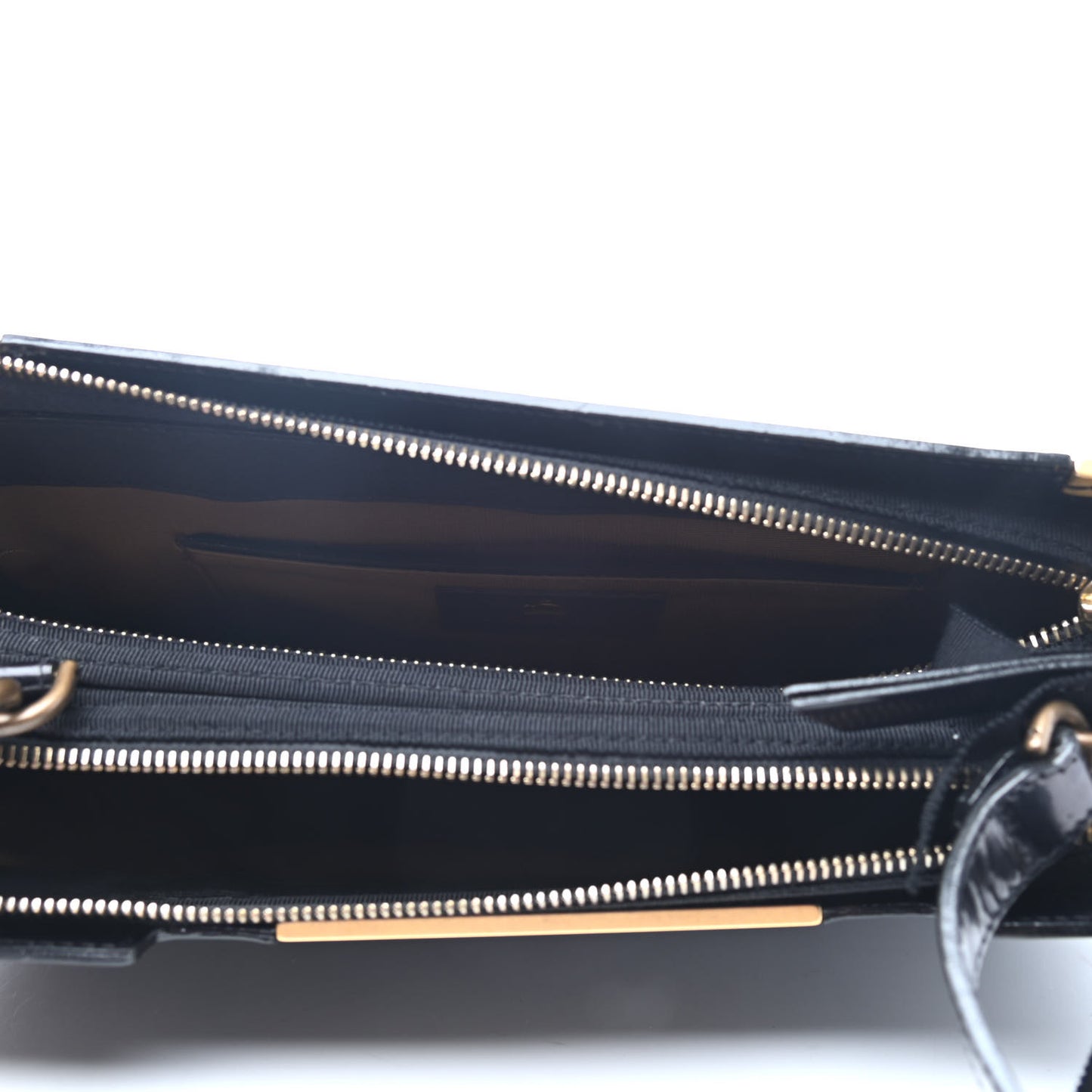 Polished Calfskin Double Zipped Satchel Bleu Marine