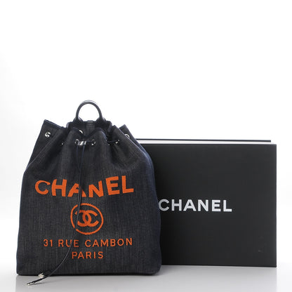 Chanel Canvas Large Deauville Backpack Denim Blue 8 of 8