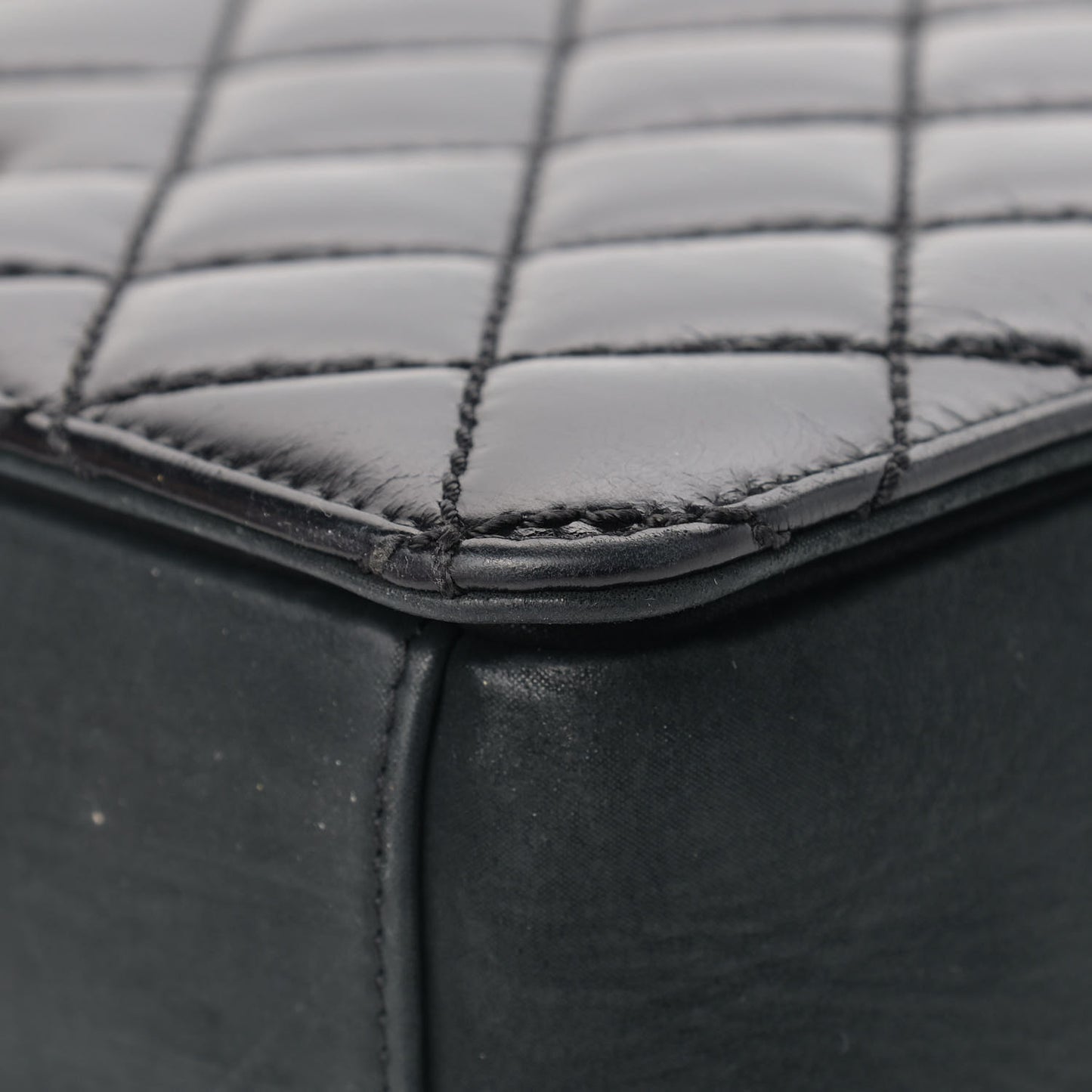 Glazed Calfskin Quilted Medium Day Trip Flap Black