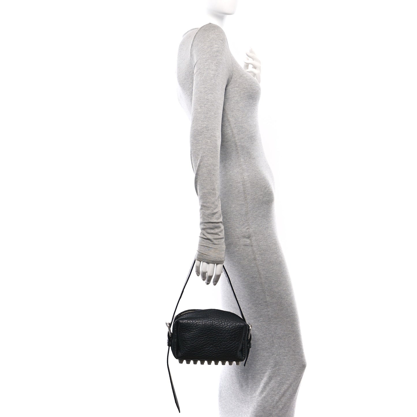 Pebbled Lambskin Small Ricco Shoulder Bag Black