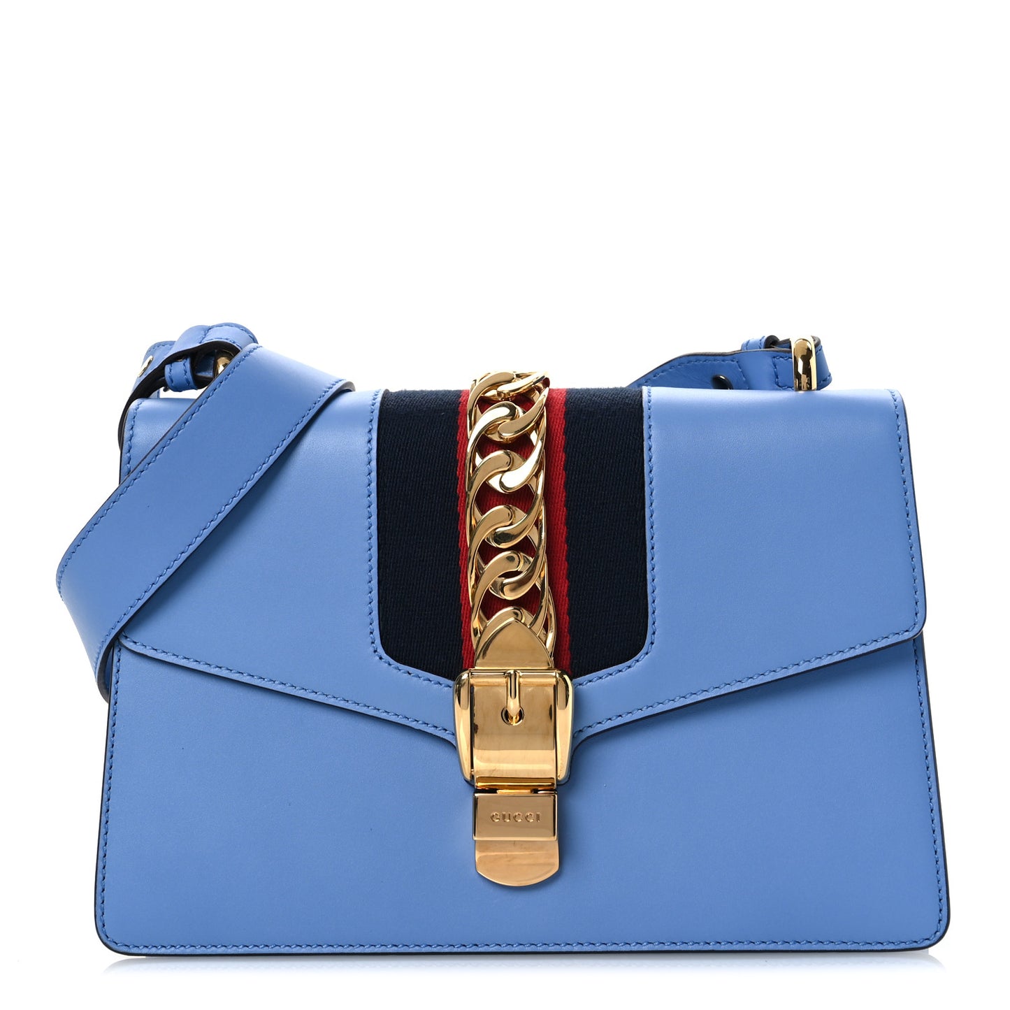 Calfskin Small Sylvie Shoulder Bag Clear Sky Blue