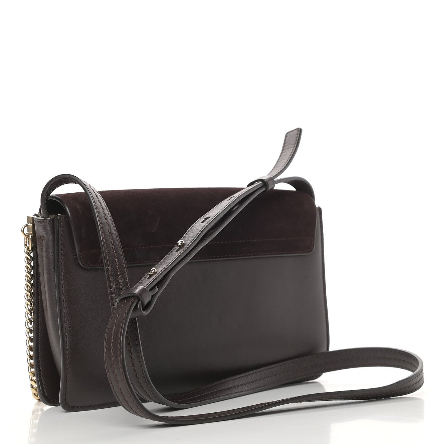 Suede Calfskin Small Faye Shoulder Bag Carbon Brown