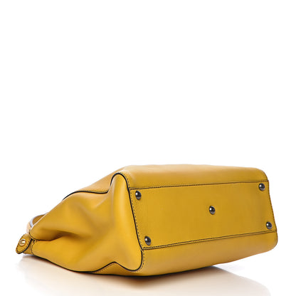 Fendi Vitello Zucca Medium Peekaboo Iconic Satchel Yellow Tobacco 5 of 10