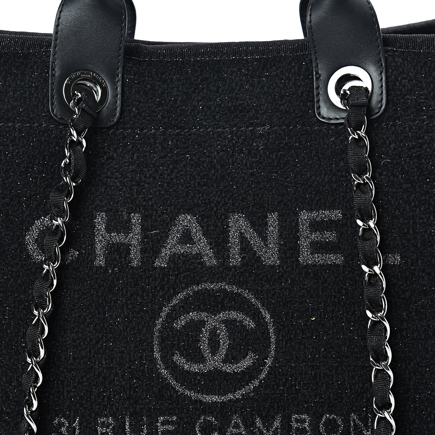 Lurex Boucle Medium Deauville Tote Black
