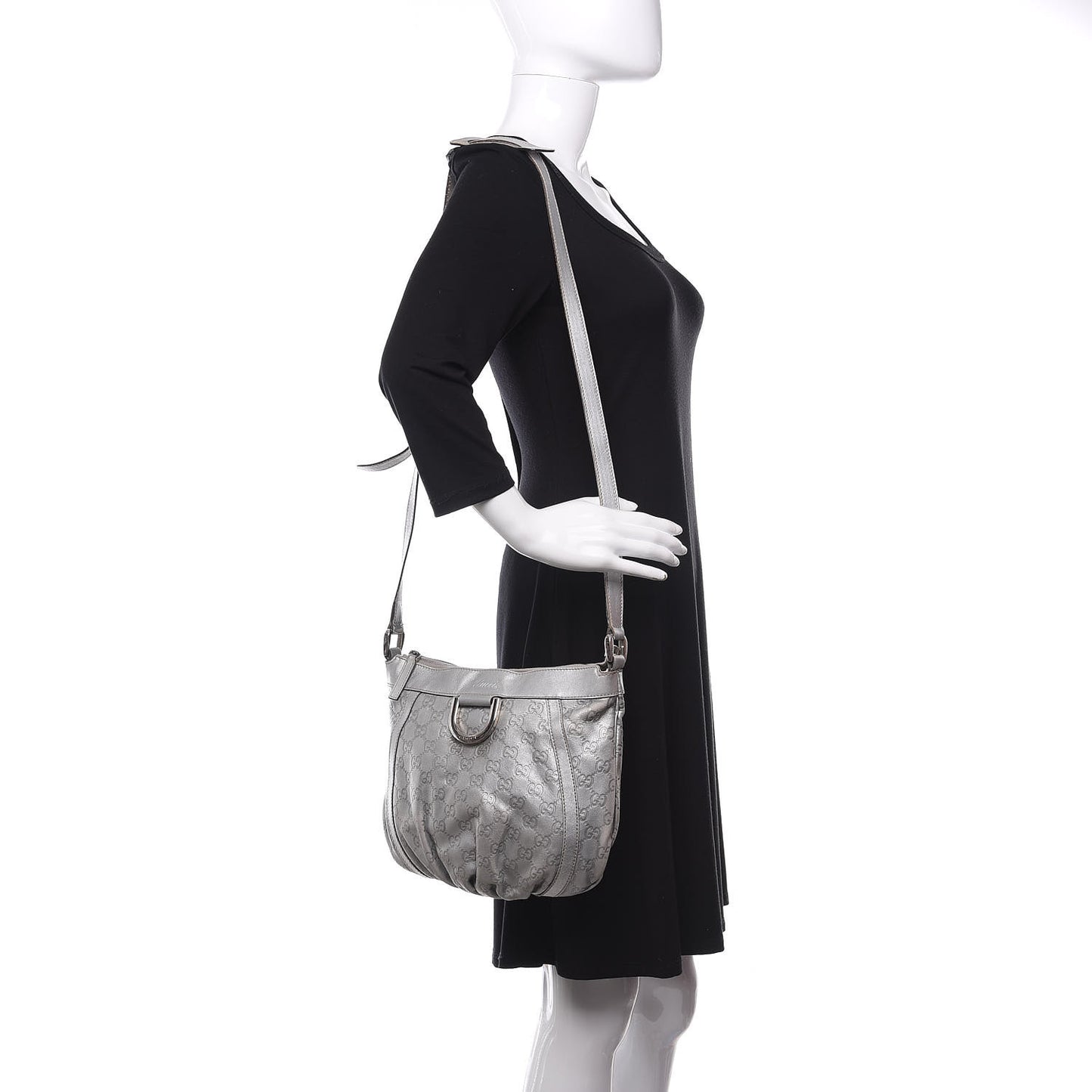 Guccissima Small D Ring Messenger Silver