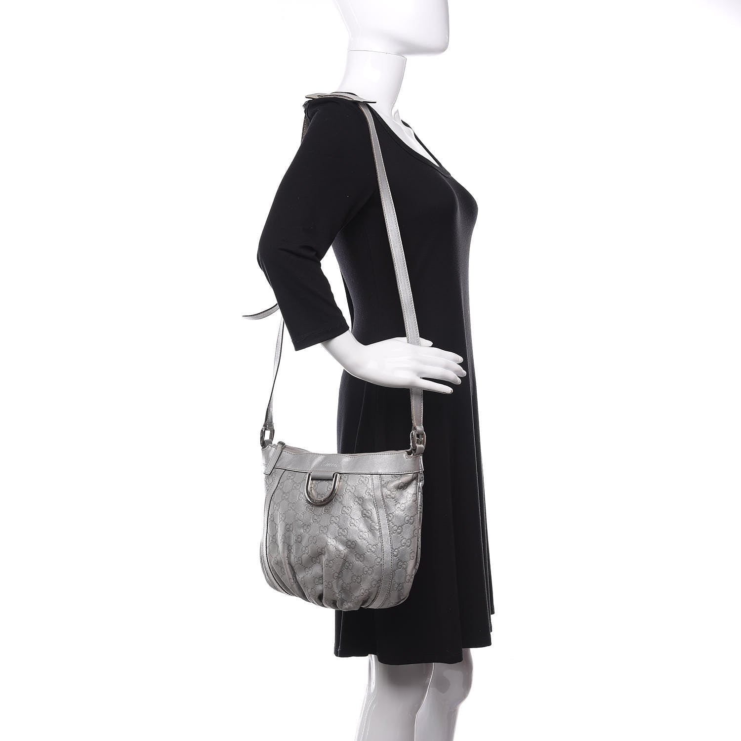 Gucci Guccissima Small D Ring Messenger Silver 2 of 19