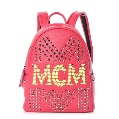 MCM Calfskin Neon Studded Stark Backpack Love Potion 1 of 8