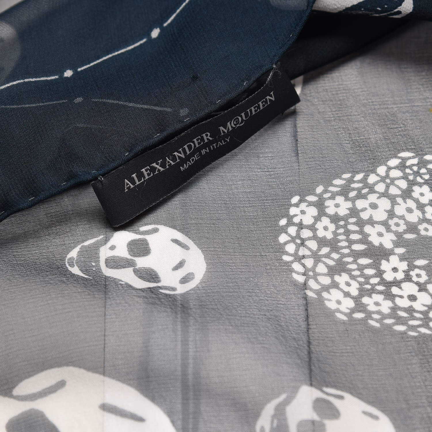 Alexander McQueen Silk Chiffon Skull Scarf Navy 5 of 5
