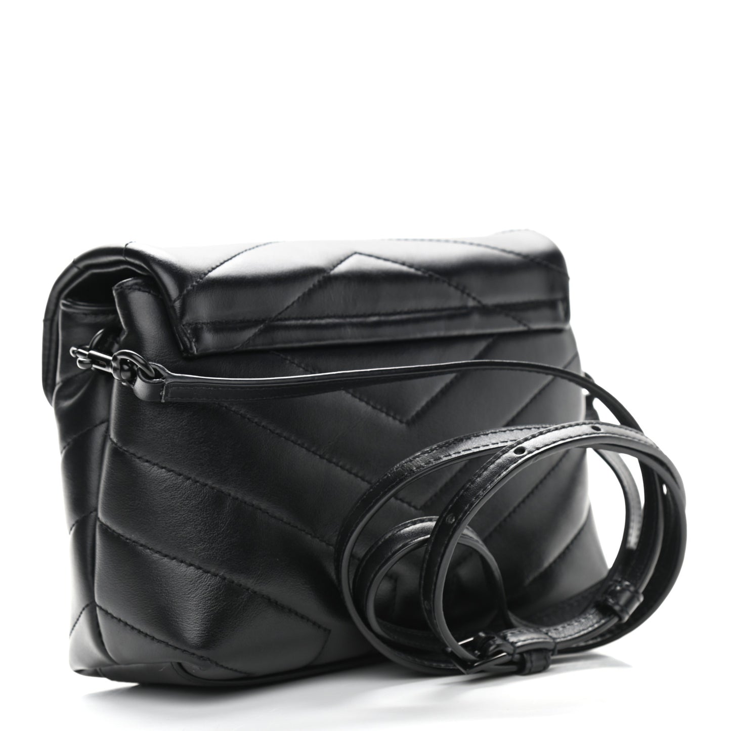 Calfskin Y Quilted Monogram Toy Loulou Crossbody Bag Black