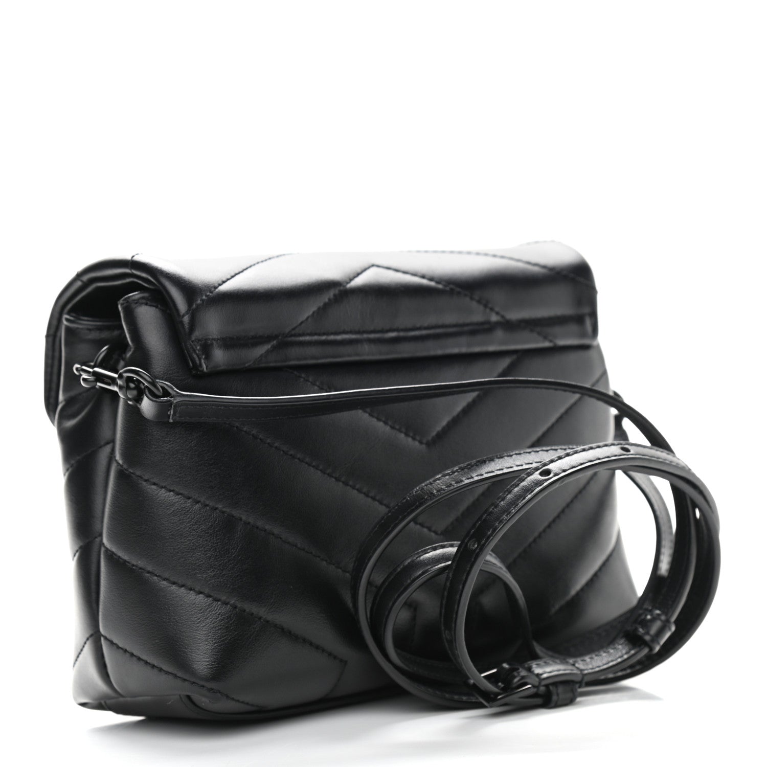Saint Laurent Calfskin Y Quilted Monogram Toy Loulou Crossbody Bag Black 3 of 10