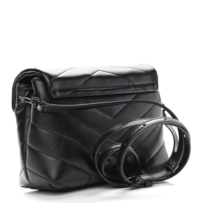 Saint Laurent Calfskin Y Quilted Monogram Toy Loulou Crossbody Bag Black 3 of 10
