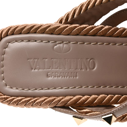 Valentino Garavani Calfskin Silk Rockstud Torchon Espadrille Wedge 25/95mm Slide Sandals 36 Poudre 7 of 7