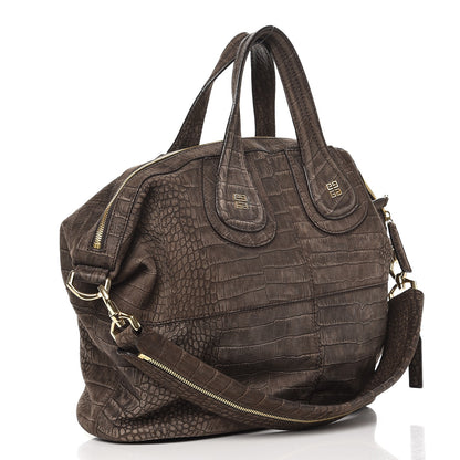 Givenchy Nubuck Crocodile Embossed Medium Nightingale Dark Brown 3 of 8