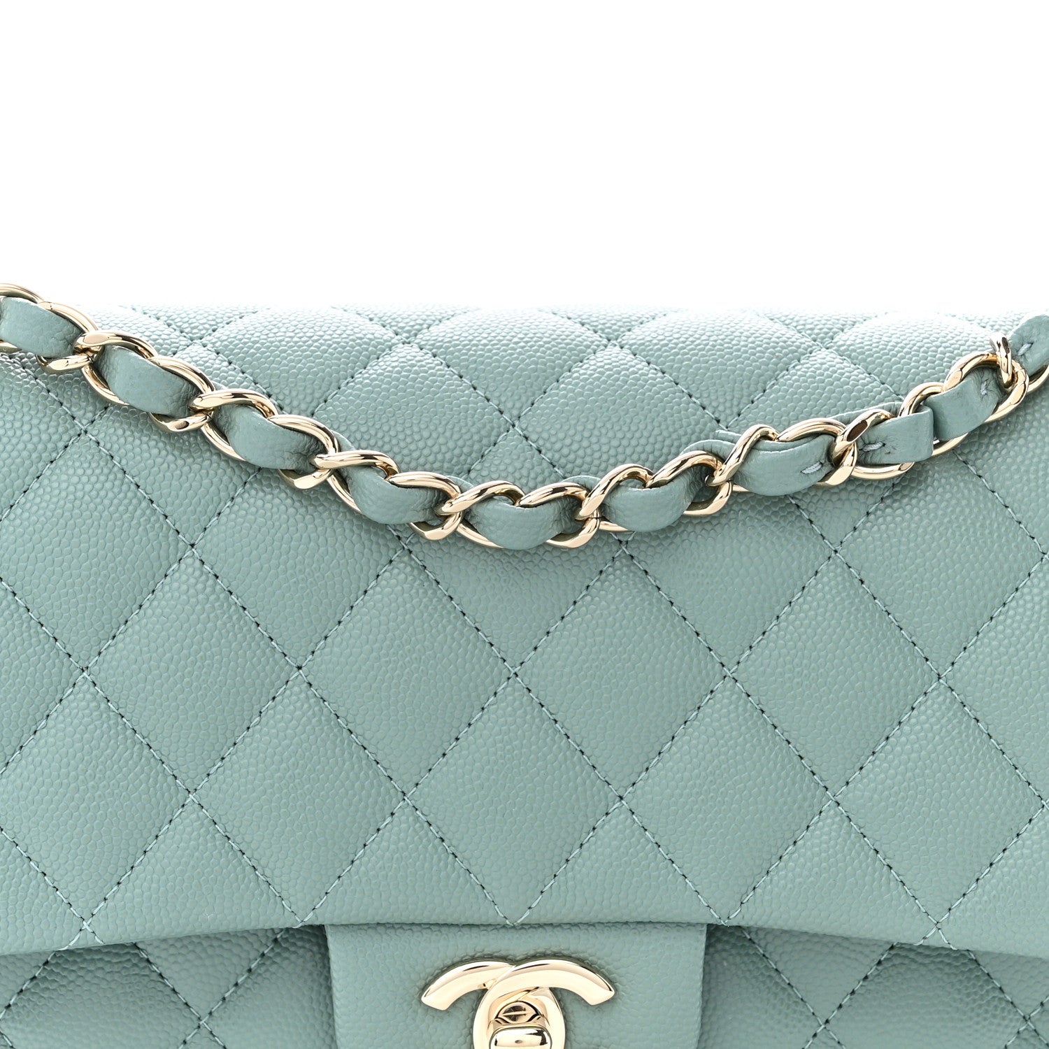 Chanel Caviar Quilted Medium Double Flap Dark Green 8 of 10