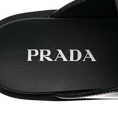 Prada Spazzolato Triangle 40mm Loafer Mules 37.5 Black 6 of 8