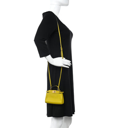Fendi Shiny Nappa Micro Peekaboo Iconic Satchel Lime 2 of 12