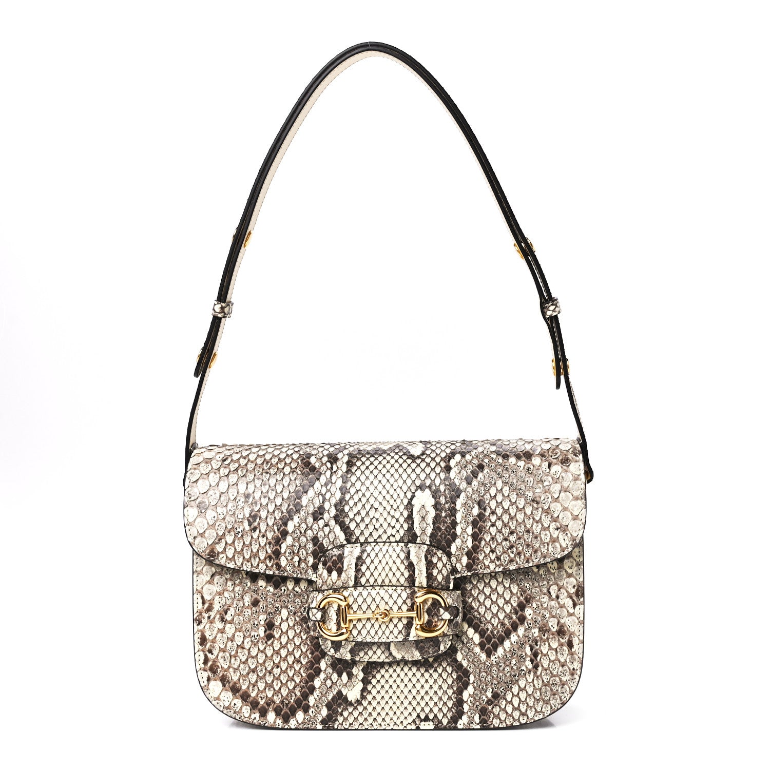 Gucci Snakeskin Horsebit 1955 Shoulder Bag Natural 1 of 13