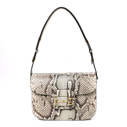 Gucci Snakeskin Horsebit 1955 Shoulder Bag Natural 1 of 13