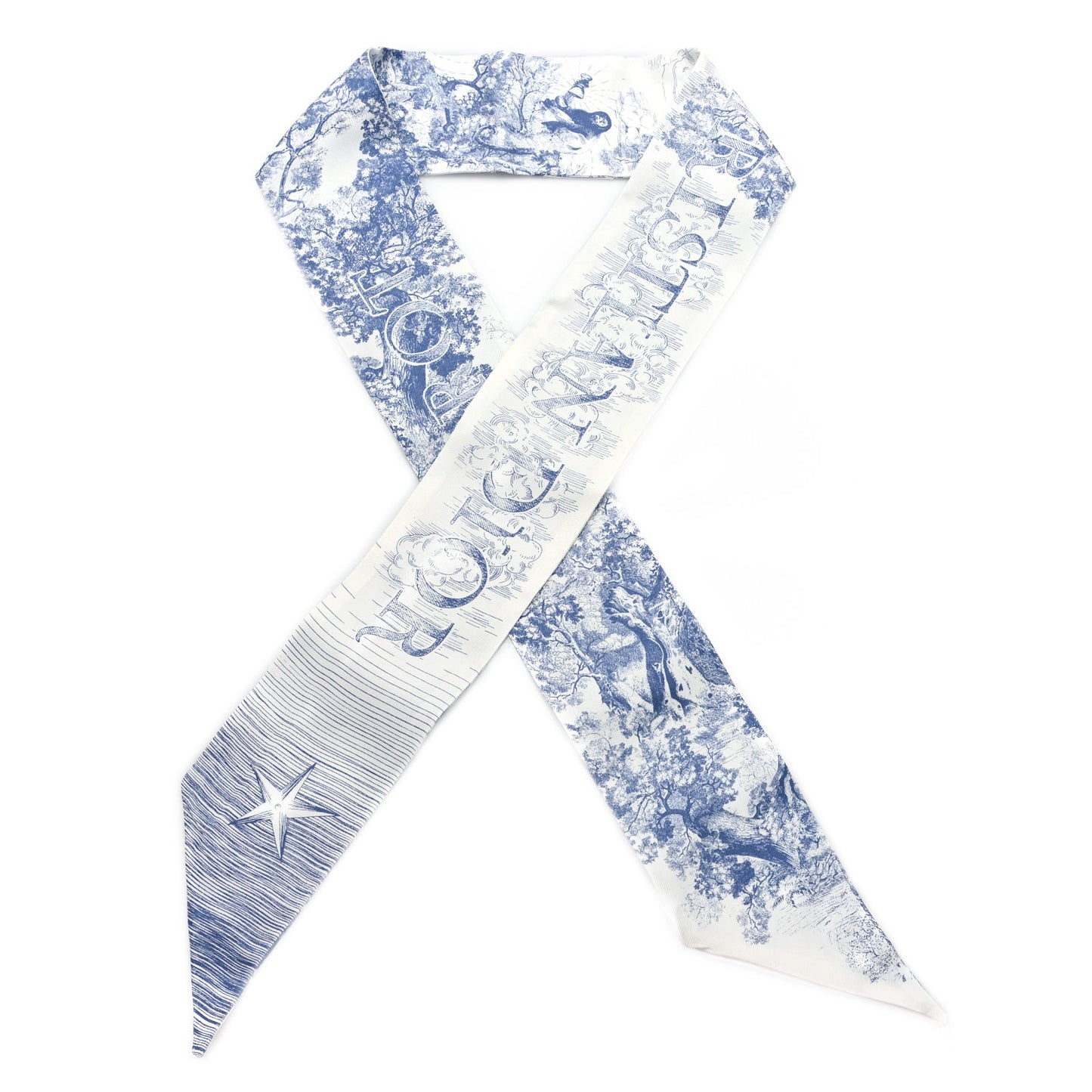 ABCDior T Silk Mitzah Scarf Blue