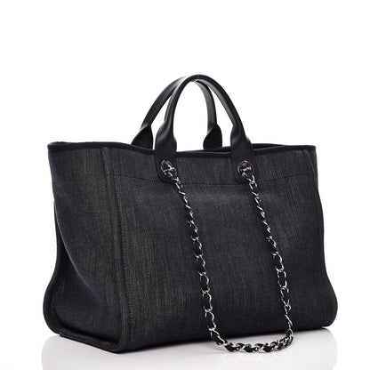 Chanel Canvas Large Deauville Tote Dark Blue 3 of 7