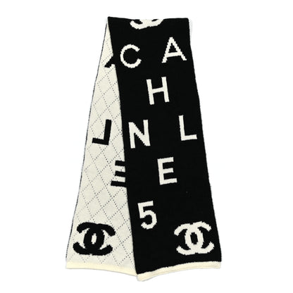 Chanel Wool Cashmere Silk CC Scarf Black White 2 of 3