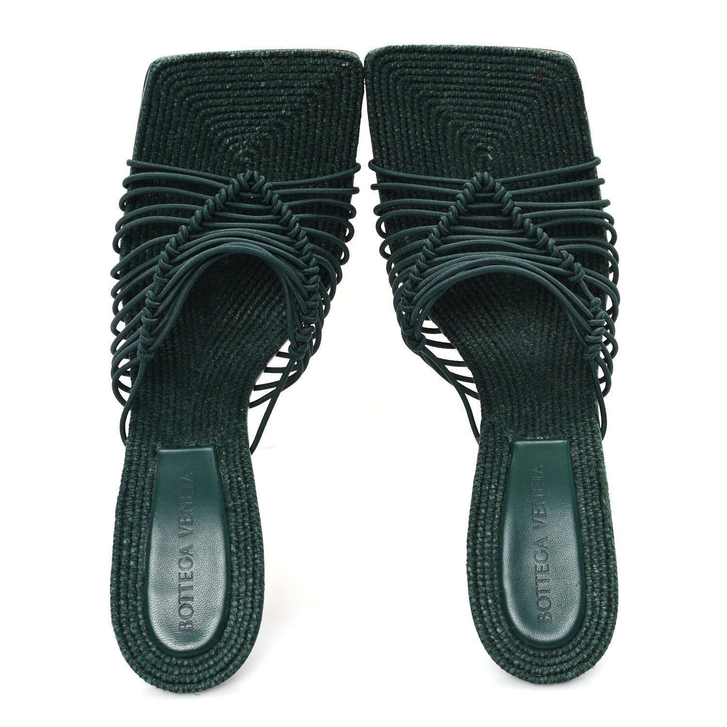 Bottega Veneta Raffia Elasticized Stretch Mule Sandals 37.5 Emerald Green 5 of 10