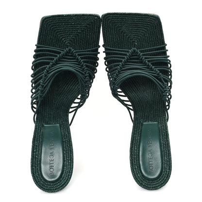 Bottega Veneta Raffia Elasticized Stretch Mule Sandals 37.5 Emerald Green 5 of 10