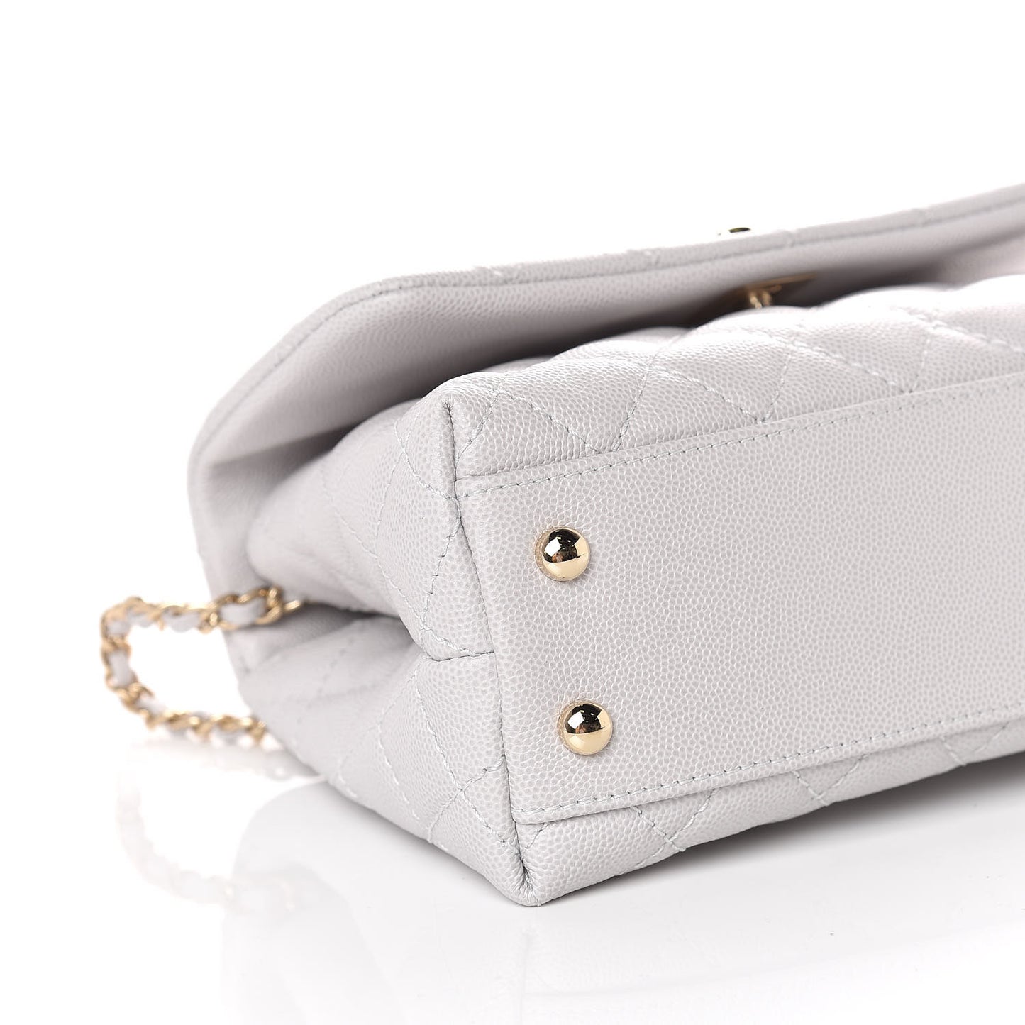 Caviar Quilted Mini Coco Handle Flap Light Grey