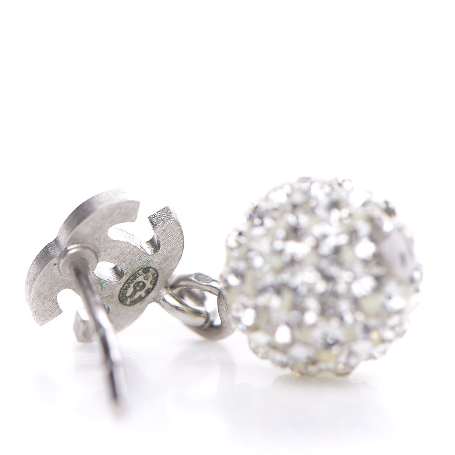 Chanel Crystal CC Drop Earrings Silver 3 of 5