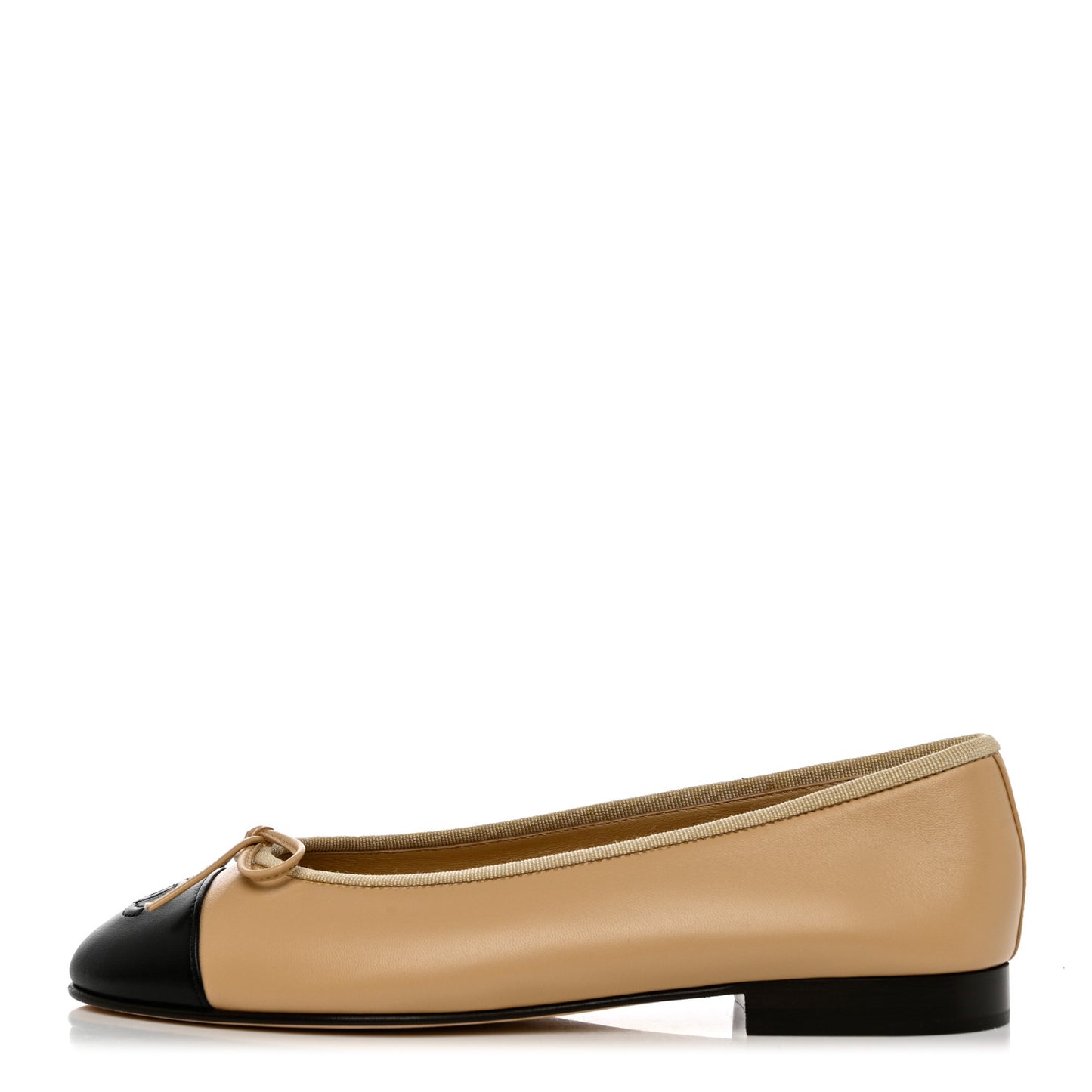 Lambskin Cap Toe CC Ballerina Flats 37.5 Beige Black