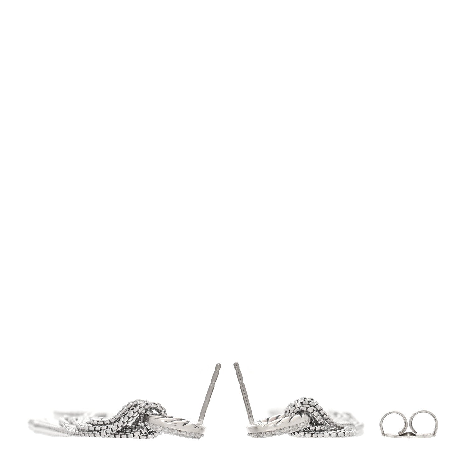 David Yurman Sterling Silver Diamond Tassel Drop Earrings 3 of 4
