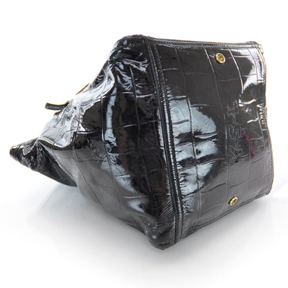Saint Laurent Patent Croc Downtown Tote Black 4 of 7