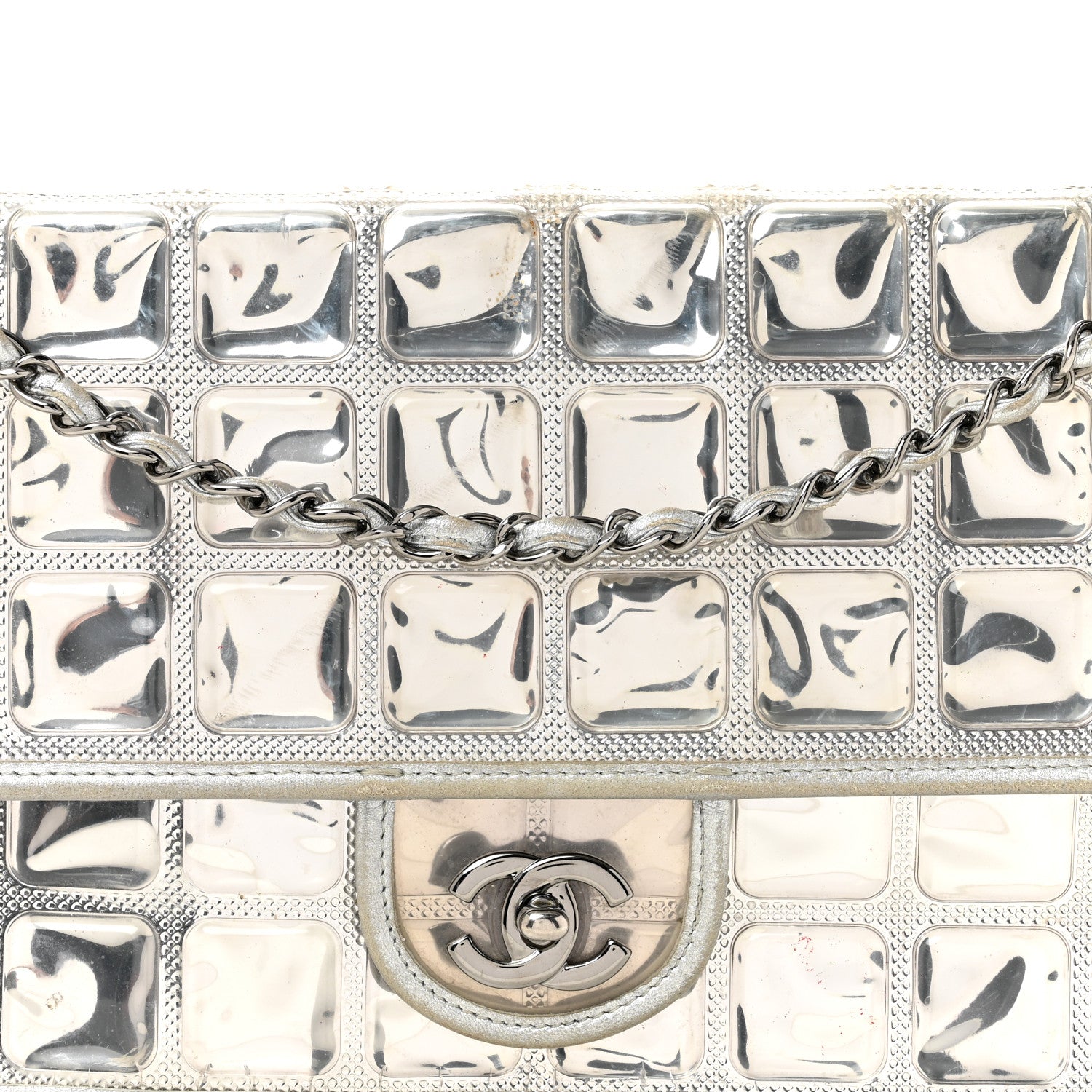 Chanel Vinyl Large Ice Cube Flap Silver 8 of 16