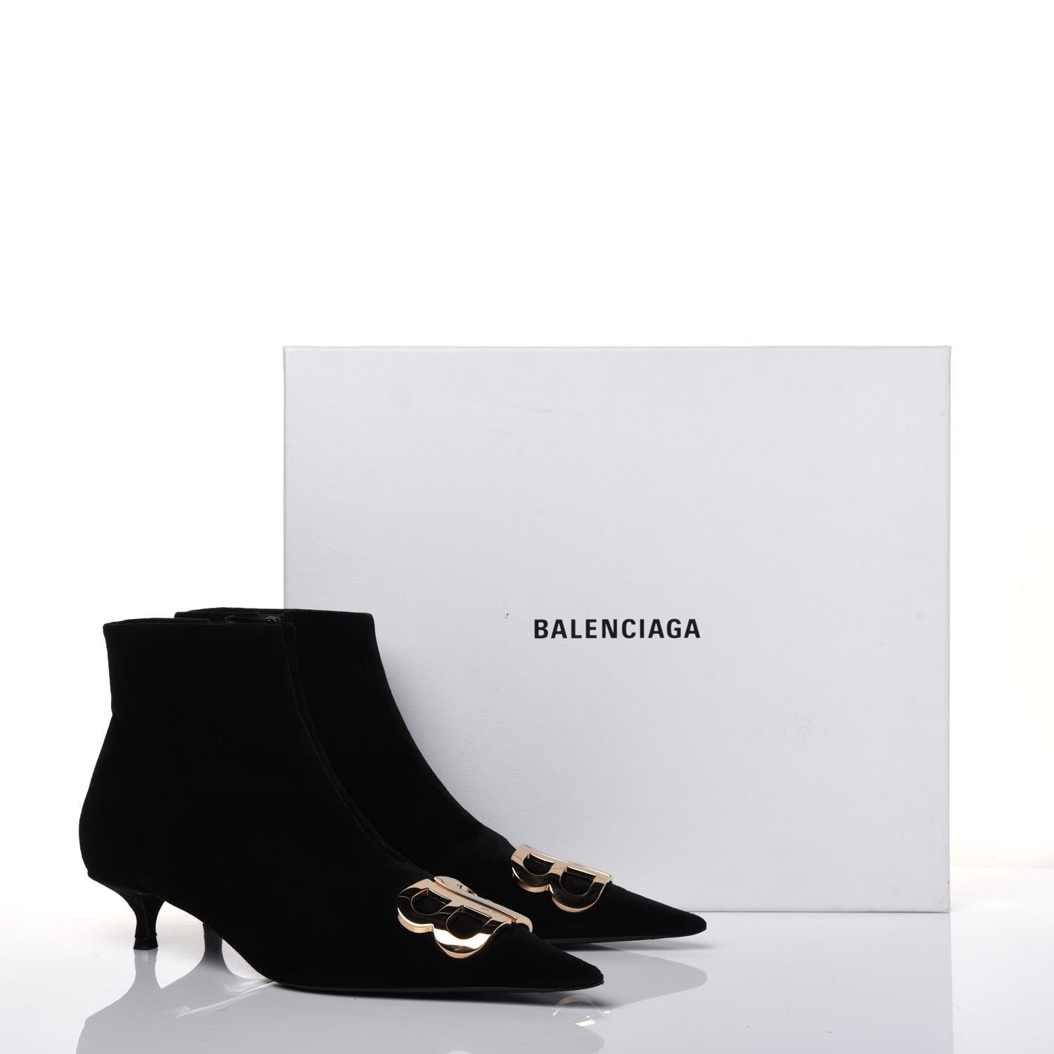 Balenciaga Velvet BB Pointy Toe Ankle Booties 38 Black Vintage 14 of 14