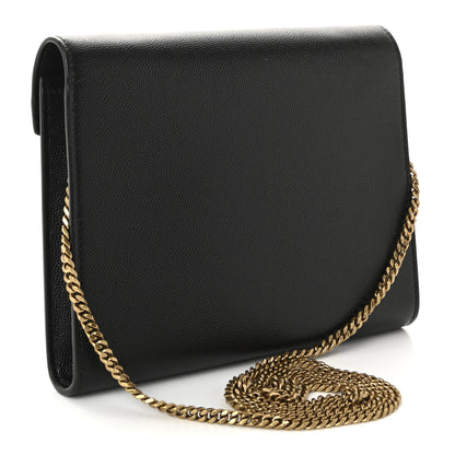 Saint Laurent Grain De Poudre Monogram Cassandra Chain Wallet Black 3 of 10