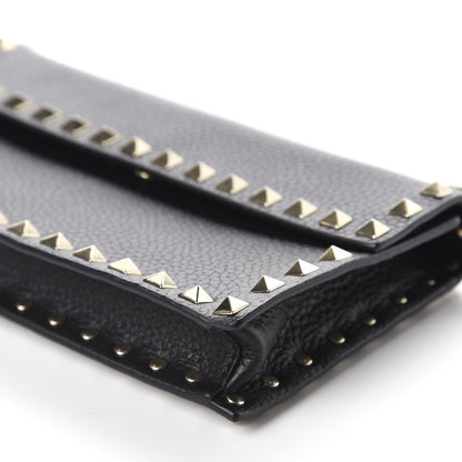 Valentino Garavani Pebbled Calfskin Rockstud Flap Wallet On Chain Black 7 of 10